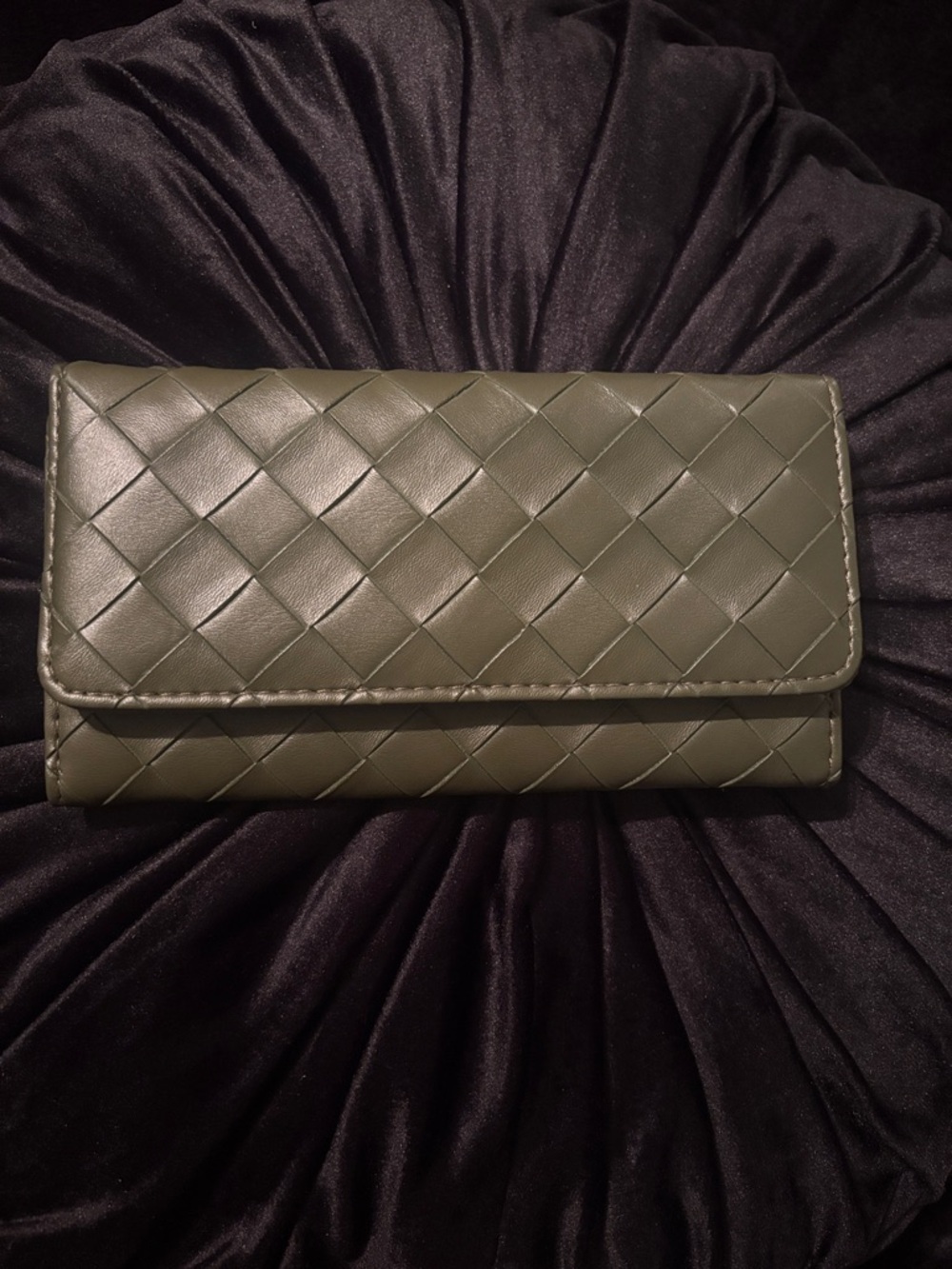 Olive Green Woven Convertible Wallet Clutch